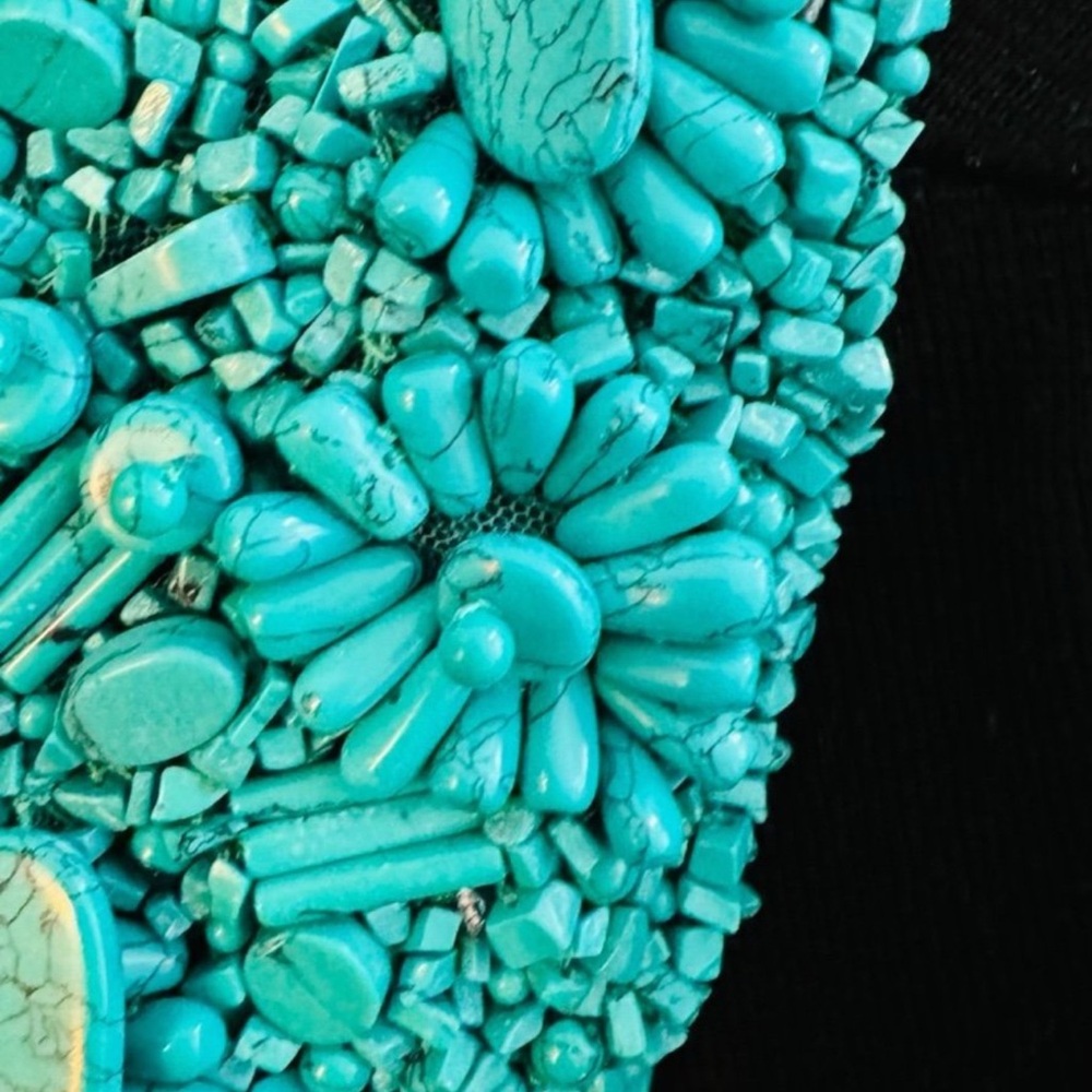 Moschino Cardigan embroidered with genuine Turquoise stones sz 10 Made in Italy - Picture 6 of 11